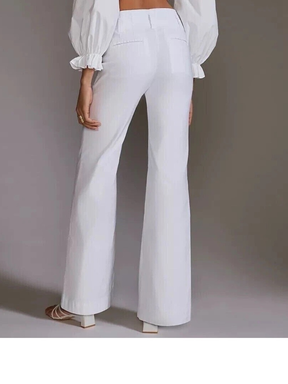 Maeve Naomi High-Waist White Wide-Leg Linen Blend Pants - Picture 3 of 12